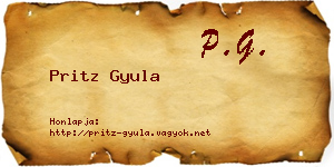 Pritz Gyula névjegykártya